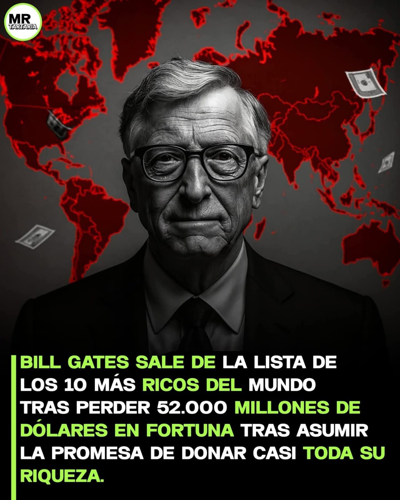 Bill Gates ya no se encuentra entre los diez hombres más ricos del mundo. El Índice de Multimillonarios de Bloomberg informa que su patrimonio neto ha caído en 52 mil millones de dólares, pasando de 175 mil millones a 124 mil millones, lo que lo ubica en el puesto doce. El cambio se debe a que los cálculos actualizados incluyeron su promesa de donar casi toda su fortuna.